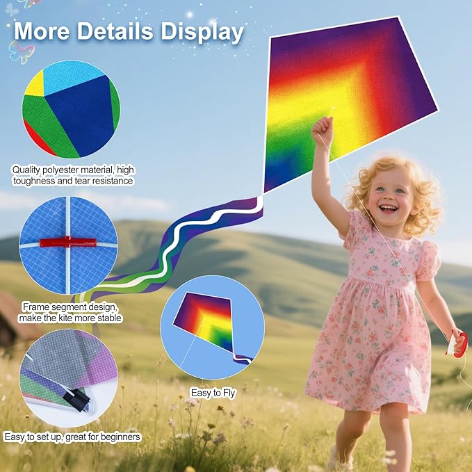 Easy to Fly Kites for Kids Ages 4-8 8-12 & Adults, Beach Flying Toys Butterfly Kite with Handle and Kites String, Great for Outdoor Activities & Family Trip Easter Gifts
