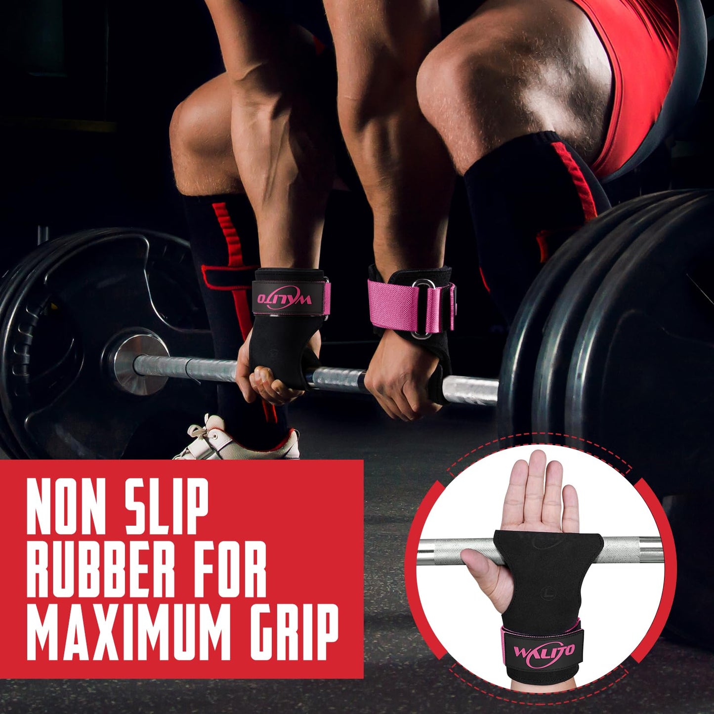 Weight Lifting Wrist Strap，Double Layer Leather Wrist Wraps with Neoprene Padding for Weightlifting & Deadlifts – Adjustable Gym Straps for Men & Women