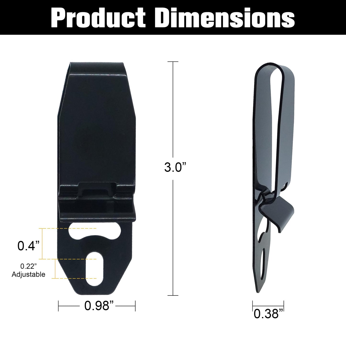 Universal Metal Belt Clip with Screws for DIY Holster Making, Knife Sheaths, IWB Holster Rust-Proof Belt Clip, Black Titanium (1.5"-1 Pack)