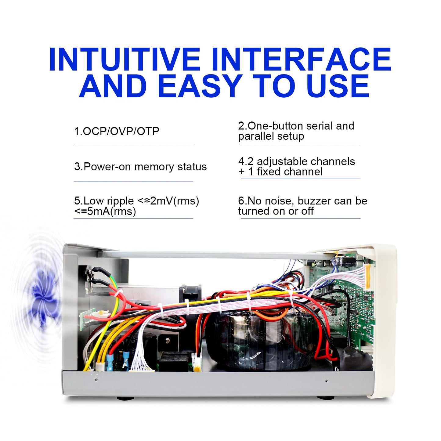 Dc Power Supply Variable 30V 10A, Triple Output Power Supply 615W, MATRIX MPS-3010H-3 Adjustable Linear DC Bench Power Supply 10mV/1mA High Resolution, Voltage/Current Display in Series/Parallel Mode