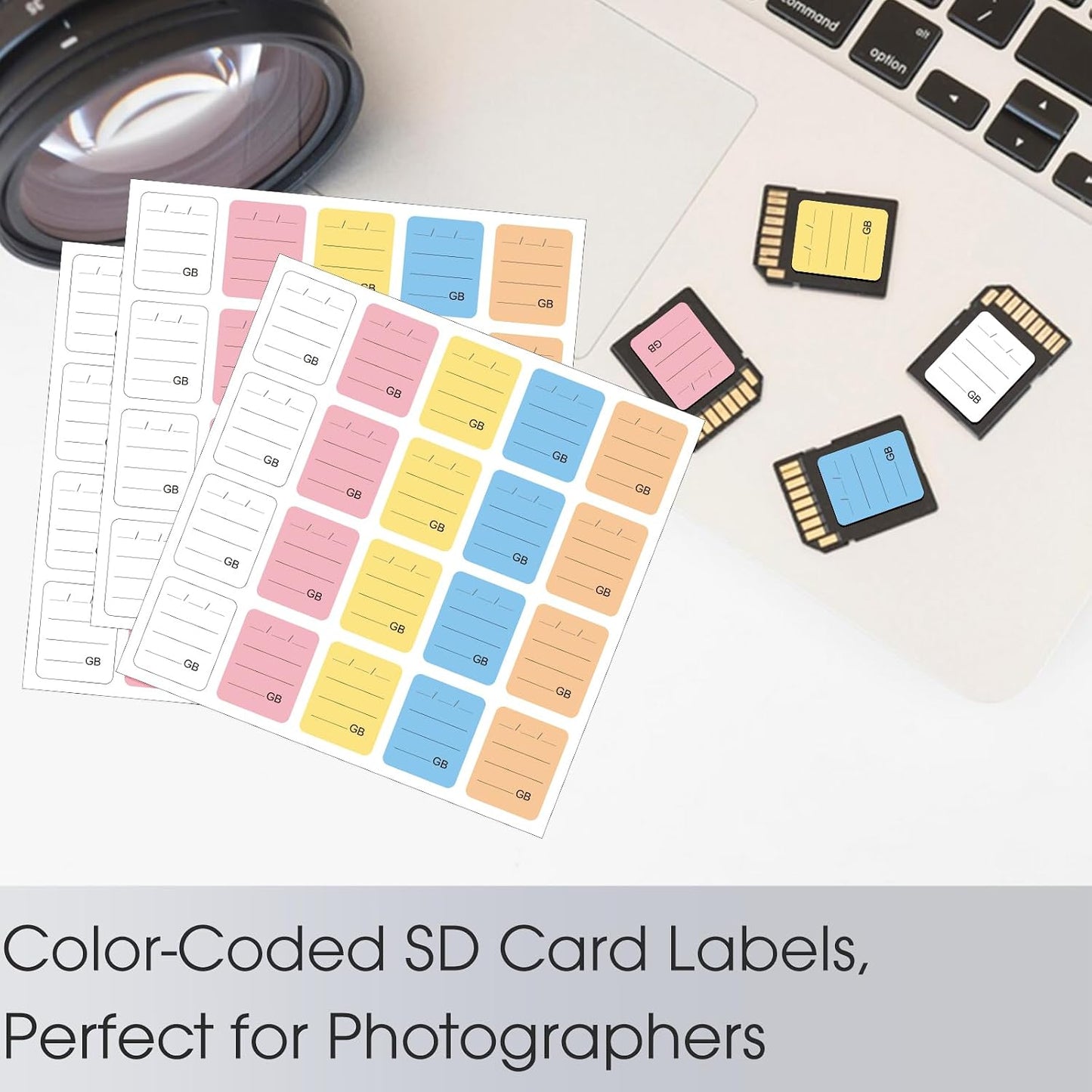 YEWROXY 200PCS Writable(0.98"x0.78") SD Card Labels, Stick-On Camera Memory Card Labels for Photographers,Multi-Color