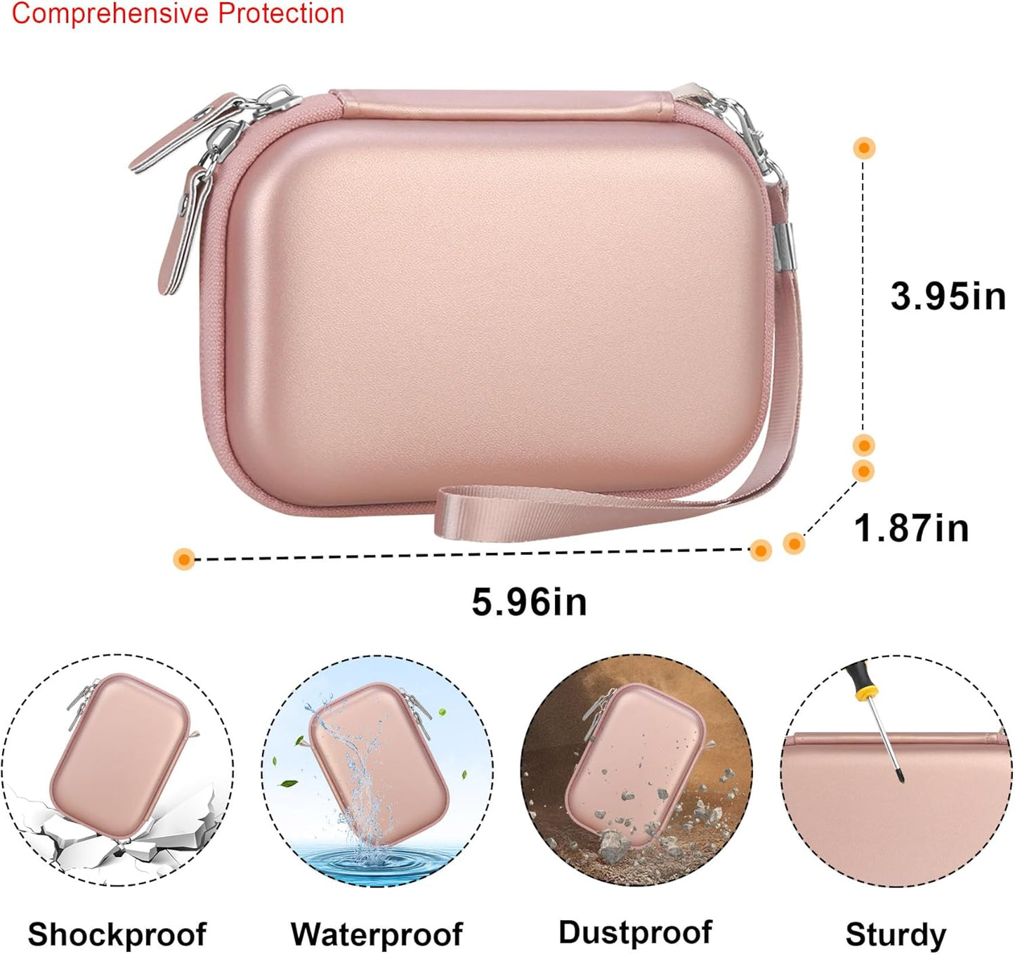 2x3 Elonbo Carrying Case for HP Sprocket Instant Smartphone Photo Printer, Portable Mini Color Print Digital Camera