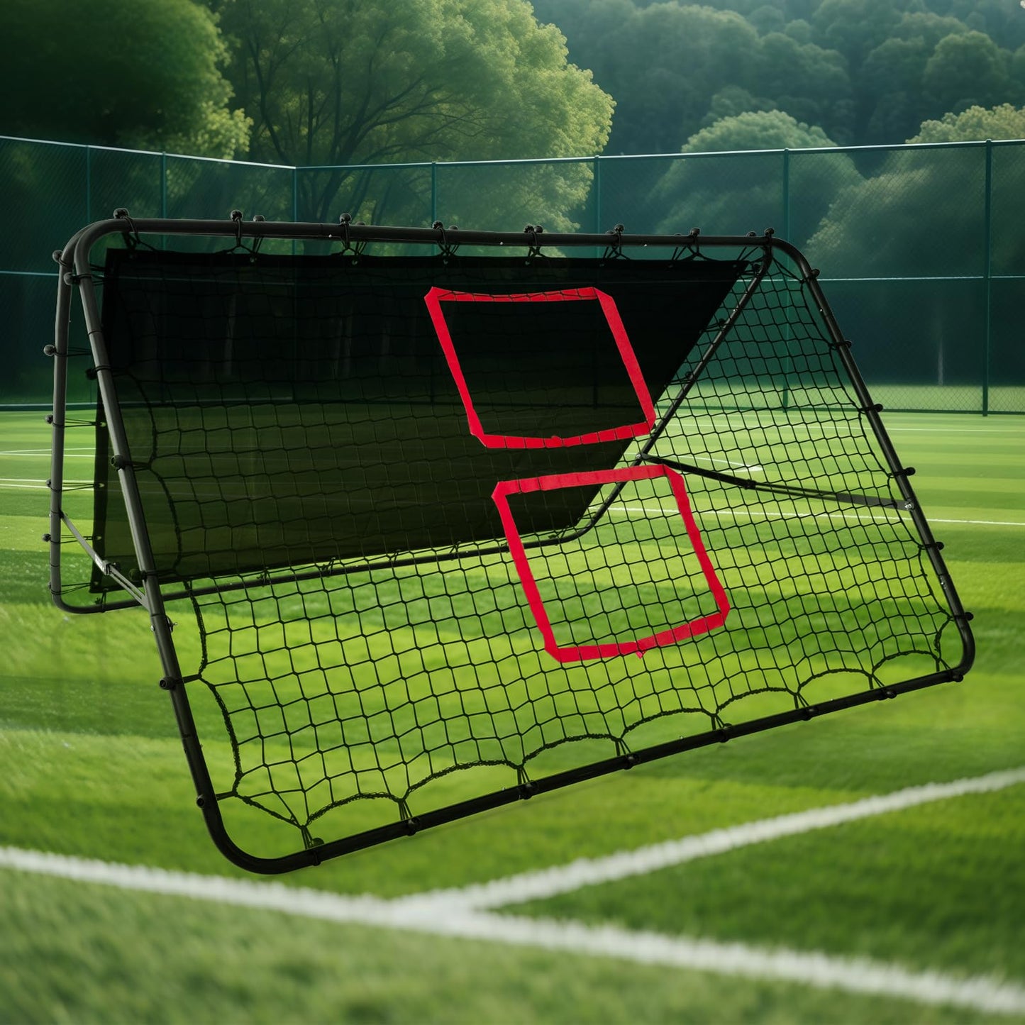 Amazing Tour Adjustable Soccer Rebound Net | Double-Angle Soccer Trainer with Steel Frame | Portable Folding Rebounder for Passing & Shooting Practice | Outdoor Sports Equipment for Youth & Adult