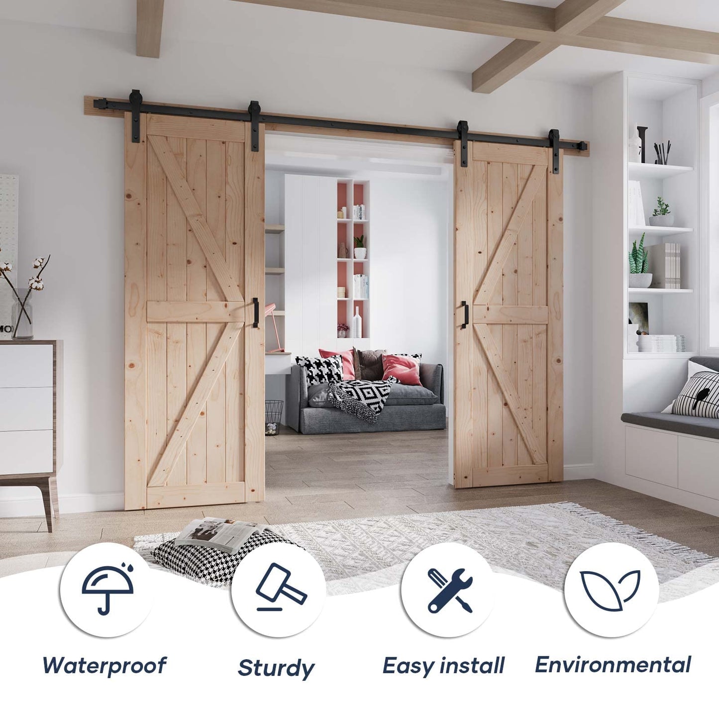 Fredbeck 32 Double Barn Door (32X80) with Hardware Included (64 barn Door)