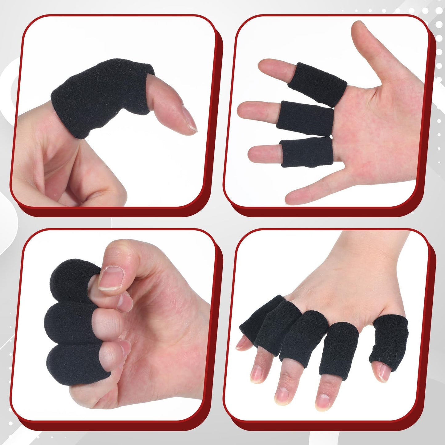 10 Pcs Black Finger Sleeves, Elastic Finger Compression Sleeves, Breathable Fingers Support Brace Thumb Splint for Basketball Volleyball Relieving Pain Arthritis