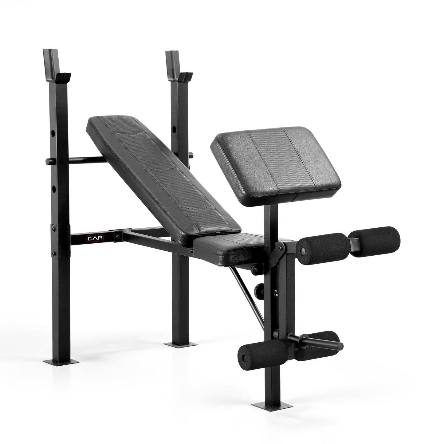 CAP Standard Weight Bench with Preacher Pad | Adjustable Bench Press Station with 4 Backrest Positions, Leg Developer, Steel Frame, 500 LB Capacity | Home Gym Strength Training Bench