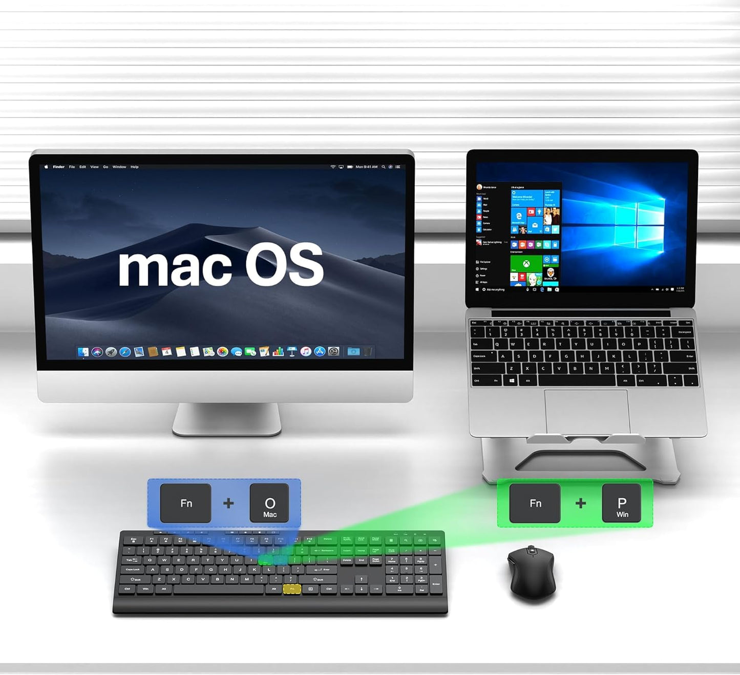 EDJO 3 2.4G Wireless Keyboard and Mouse Combo, Full Size Quiet Key Computer Keyboard and Cordless Mice with DPI