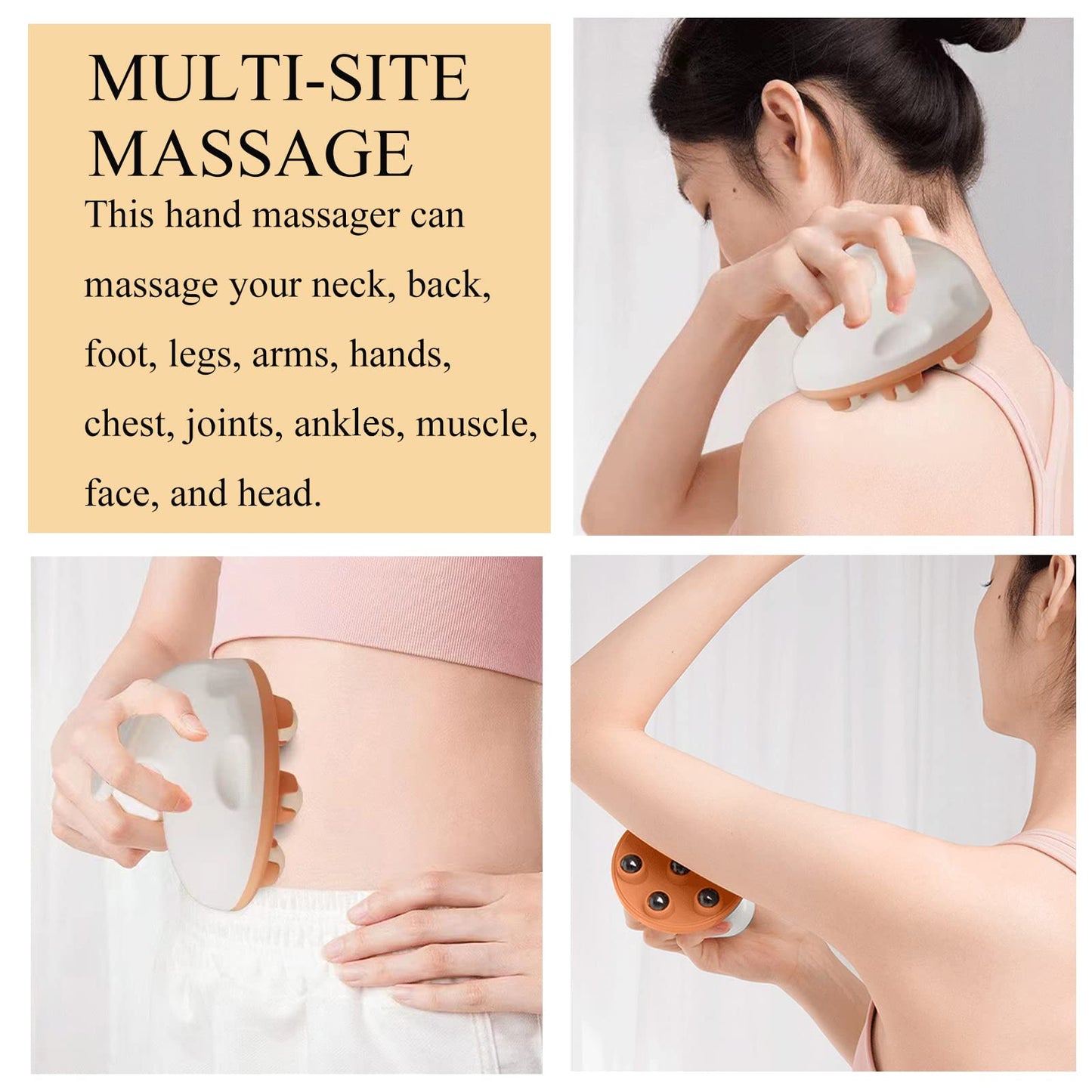 WMM Hand Held Massager, Full Body Massage Tool with Roller Ball Massager Manual 360-degree-roller for Muscle Back Neck Joint Foot Shoulder Leg Pain Relief with Portable Design
