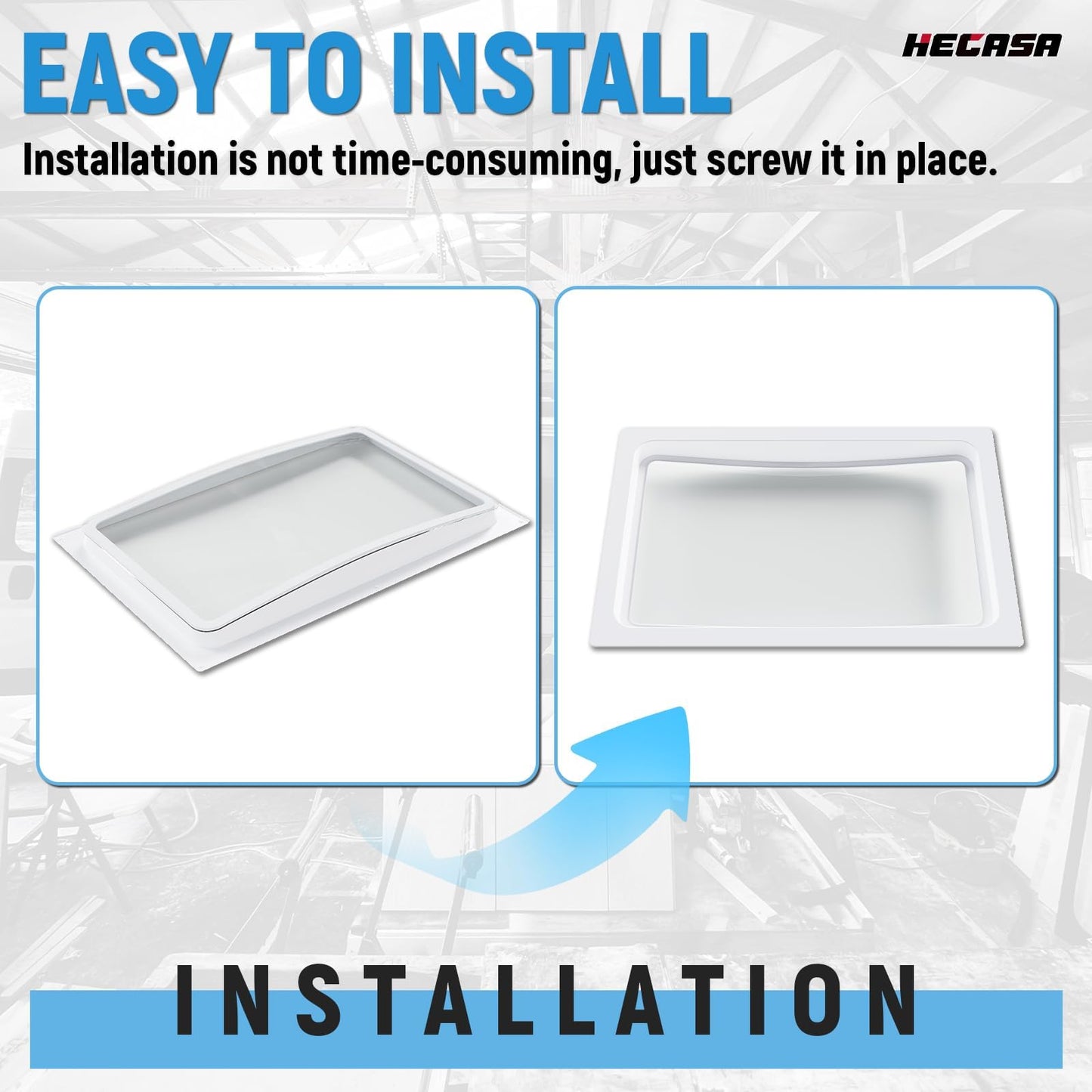 HECASA RV Skylight Inner Dome Replacement Cover - 14in x 22in - Clear Plastic - Model MO-1428