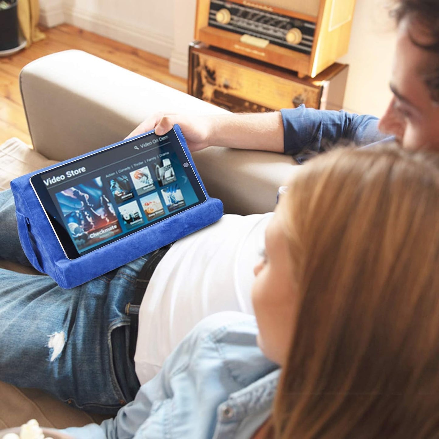 Sttargxing Universal Multi-Angle Tablet Holder - Soft Pad Stand with Net Pocket & Phone Stands for Lap, Knee, Sofa