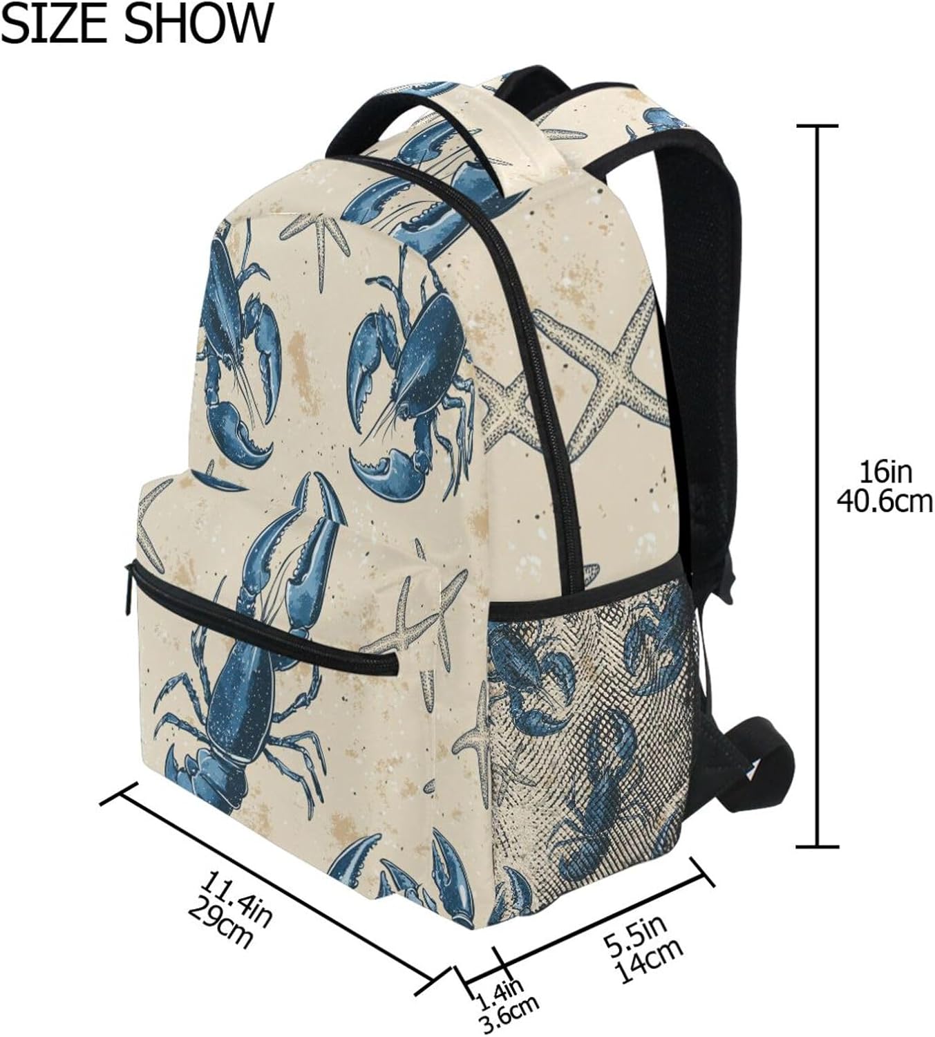 Krafig Backpacks Backpack Daypack Retro Starfish Lobsters Boys Girls Kids School Bookbag, School Bag Travel