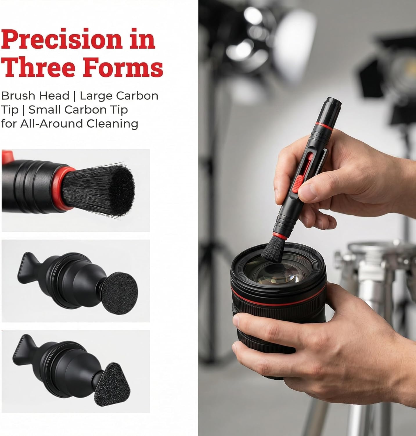 ZGGAZCA 3 Pcs Lens Pen Brush Kit for Cleaning Camera Lenses and Screens Multifunction Lenspen for Photography Optics