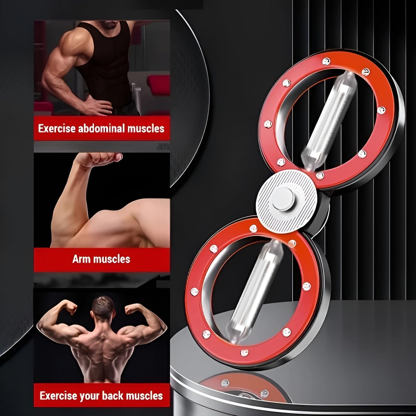 Adjustable Resistance Forearm Trainer, Arm Rehabilitation Exercise Equipment for Men and Women, 360° Rotation Muscle Burner Machine, Shoulder and Back Exercise for Home and Gym Use (Red)