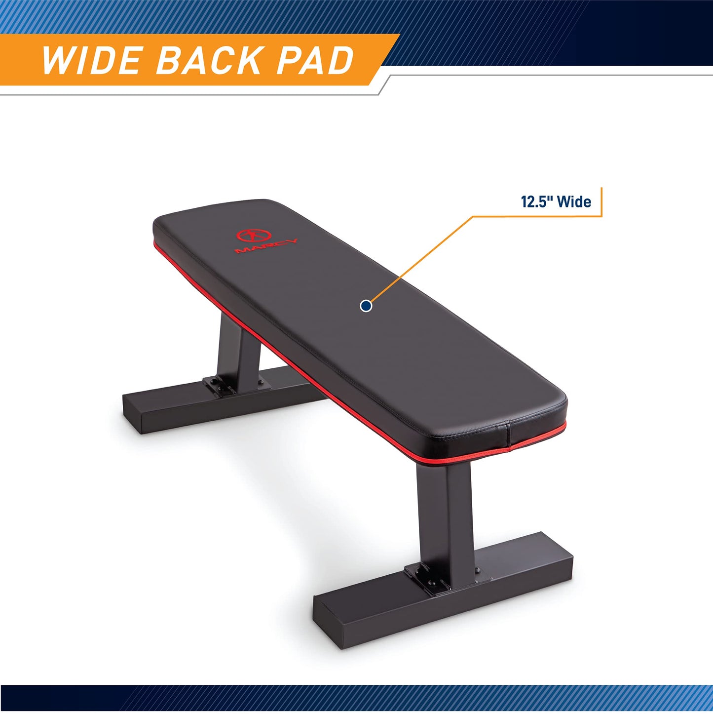 Marcy Deluxe Versatile Flat Bench Workout Utility Bench with Steel Frame SB-10510, Black, 19.00 x 17.00 x 44.00 inches