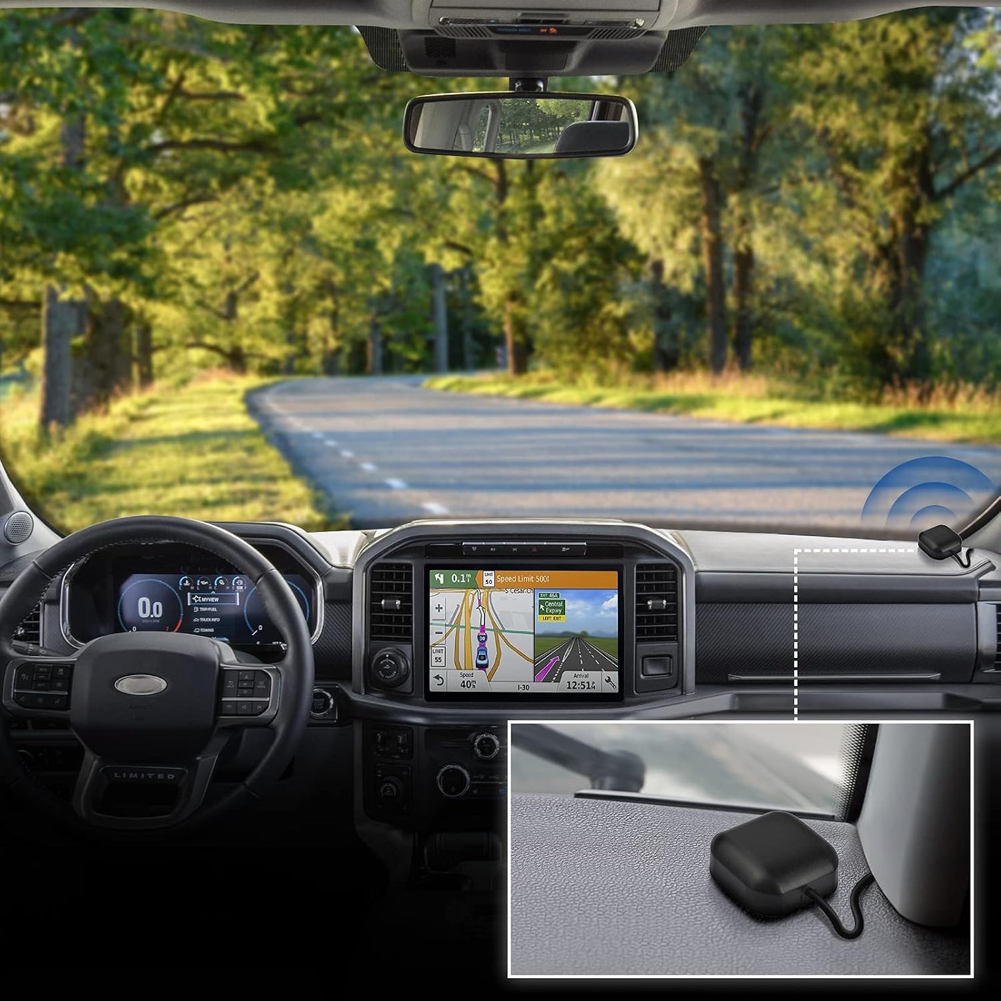 BINGFU Vehicle Waterproof Active GPS Navigation Antenna Fakra C Blue GPS Antenna Compatible with Car Truck SUV Head