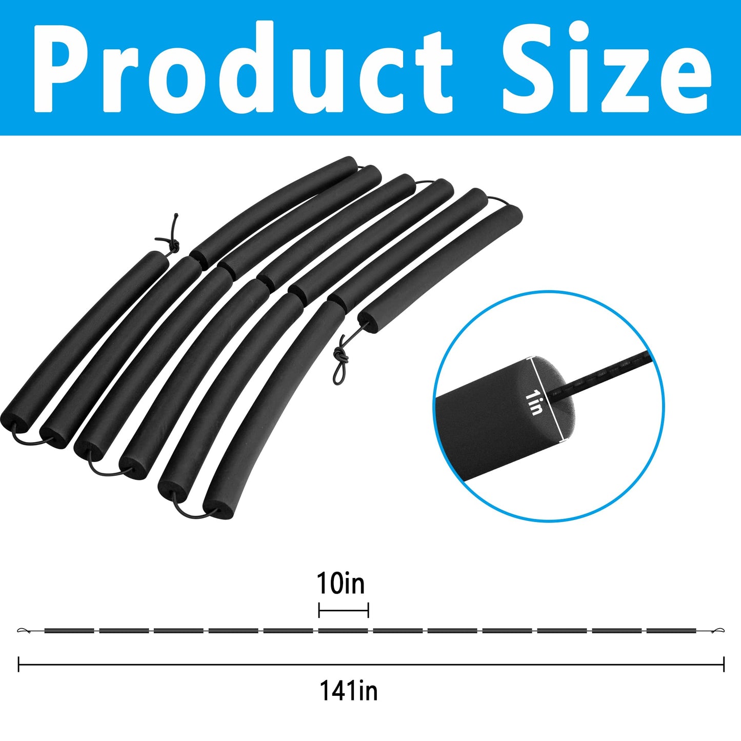 moonoom High Jump Training Equipment, 9.9 Ft Long High Jump Bungee Elastic Crossbar, Cord Training Equipment Foam for Beginners Athletes Practice, Black