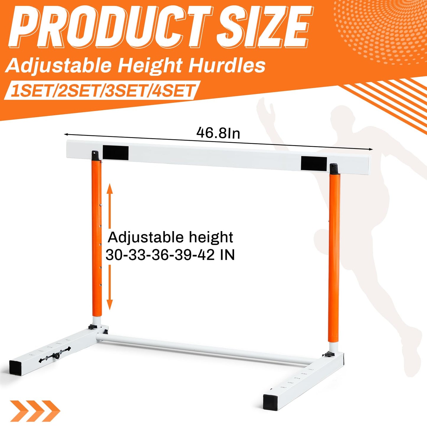 Blulu 4 Pcs Adjustable Track and Field Hurdles Height Sports Training Hurdle with Counterweight 30 to 42 Inch Heavy Duty Track and Field Equipment Practice Training for Athletes Adults