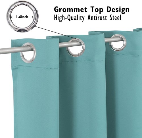 ChrisDowa Small Window Curtains - Grommet Thermal Insulated Room Darkening Panels, Aqua, 29 x 40 Inch