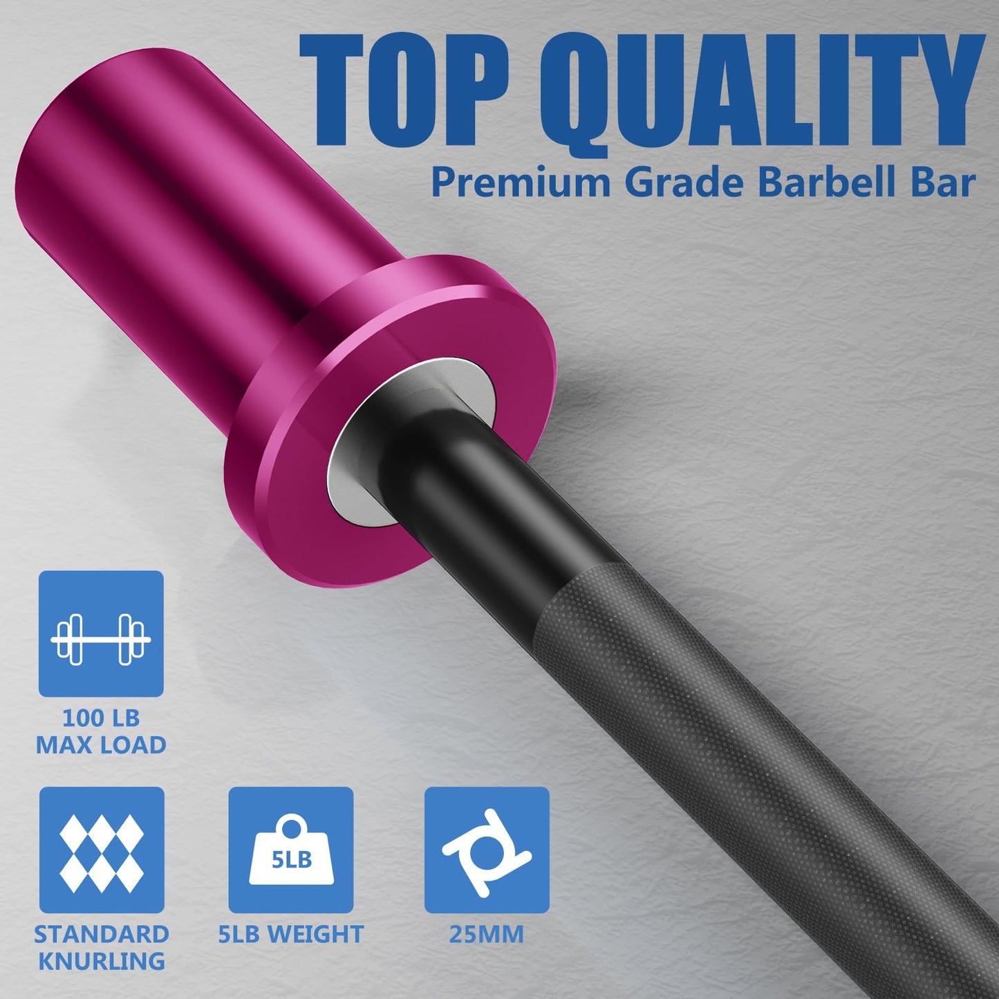 EVERYMATE 5LB Mini Barbell Bar Beginner Women Kid Barbell Total Body Workout Weighted Bar for Strength Training, for Youth Children New Weightlifting, Purple Sleeves Black Bar
