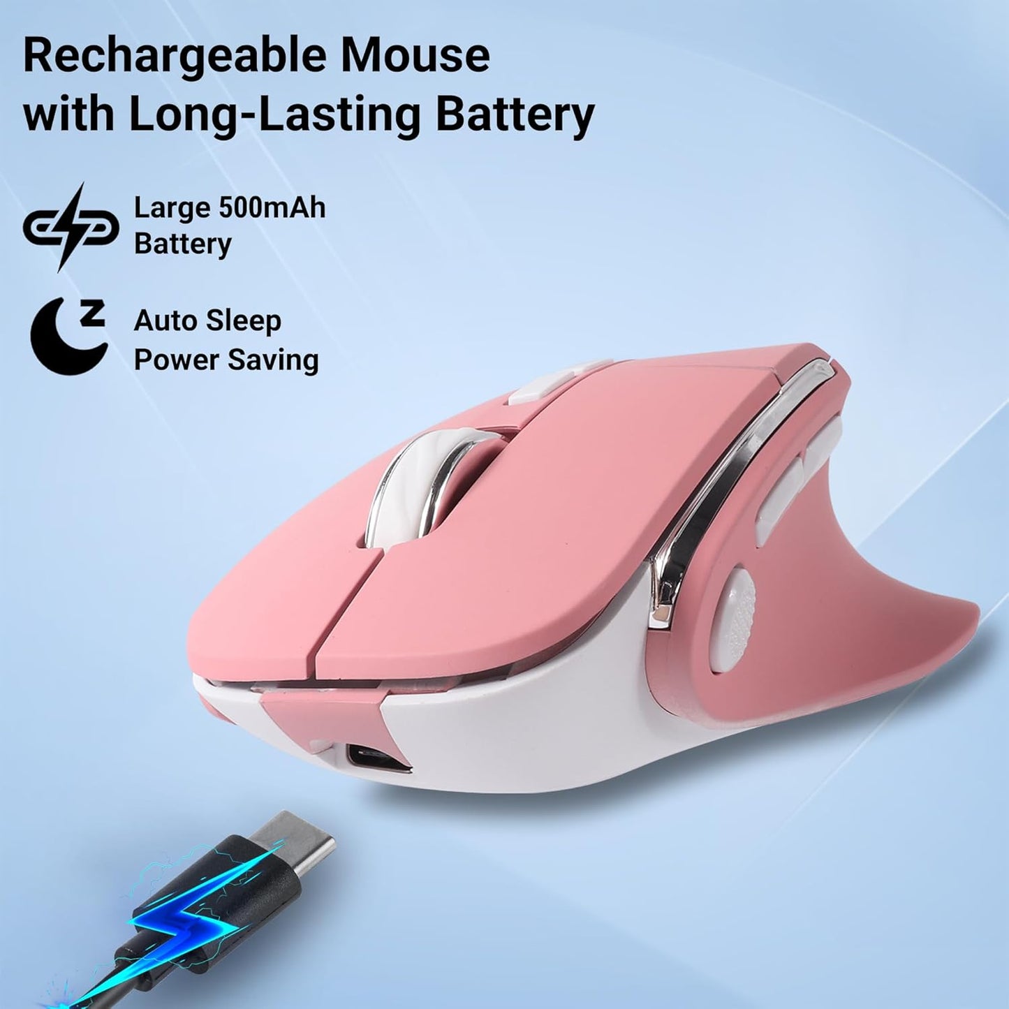 KUYHRF Portable(BT5.2 2.4GHz) Mode,1000/1600/2400 DPI,8 Ergonomic Mouse Jiggler,Bluetooth Vertical Wireless Mouse,LED