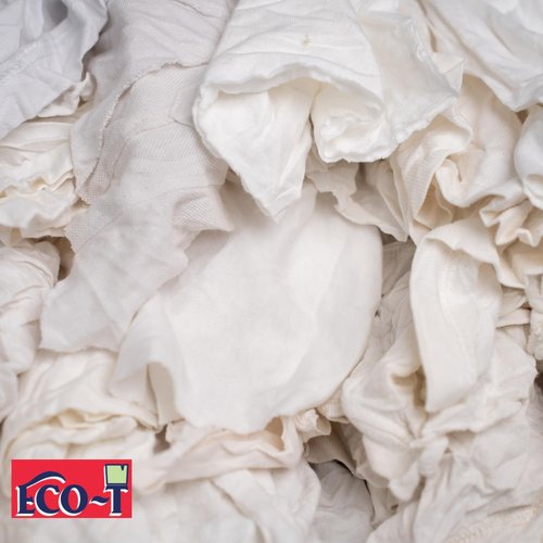 1 Lb Bag Eco-T Paint Rags - White T-Shirt Material, 100% Recycled, Eco-Friendly, High Absorbency, Low Lint, Low-Cost, Painting and Cleaning Cloth