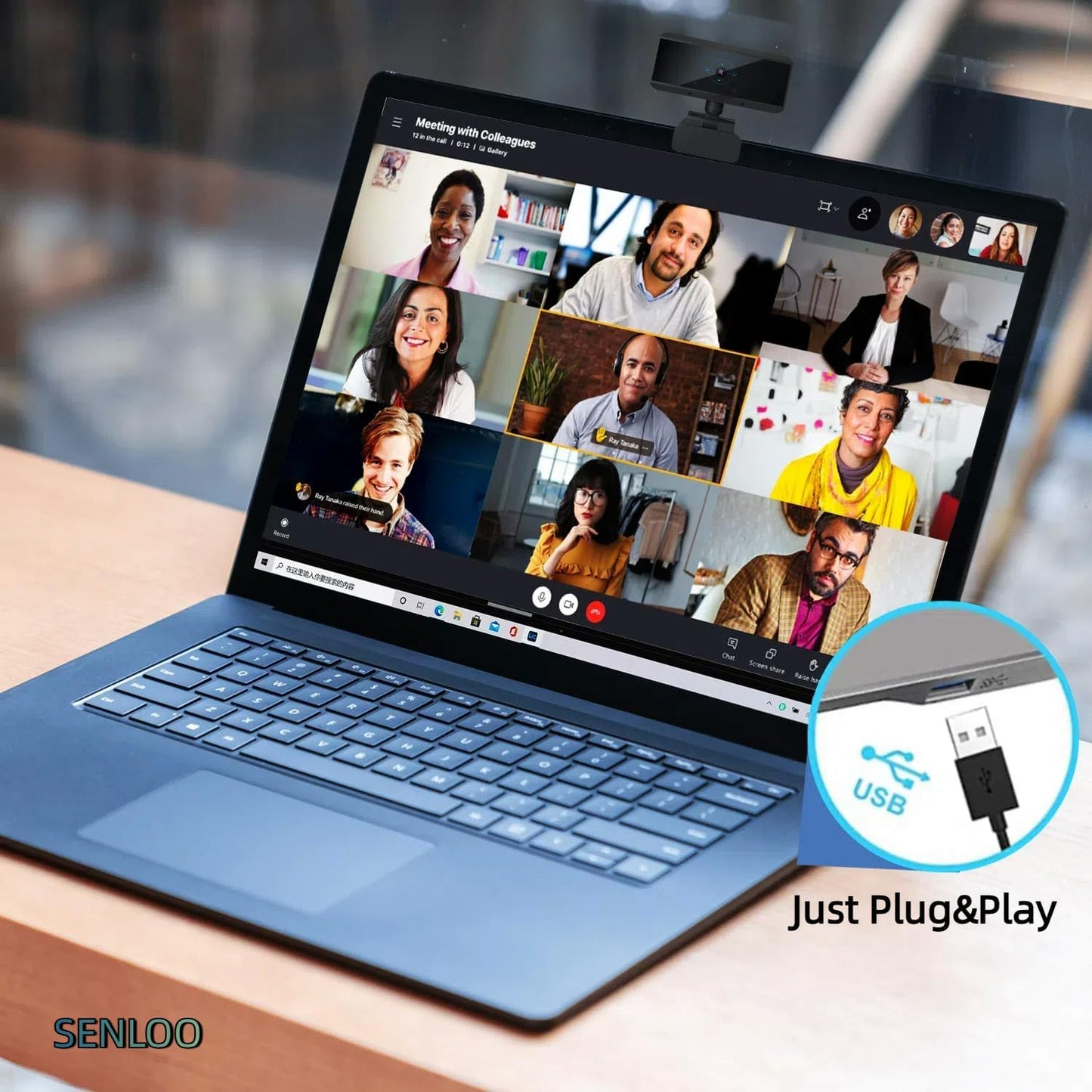 SENLOO 1080P Full HD Webcam - Webcam for Pc - Auto Focus Webcams - Wide Angle Camera with Built-in Dual Mic for Laptop