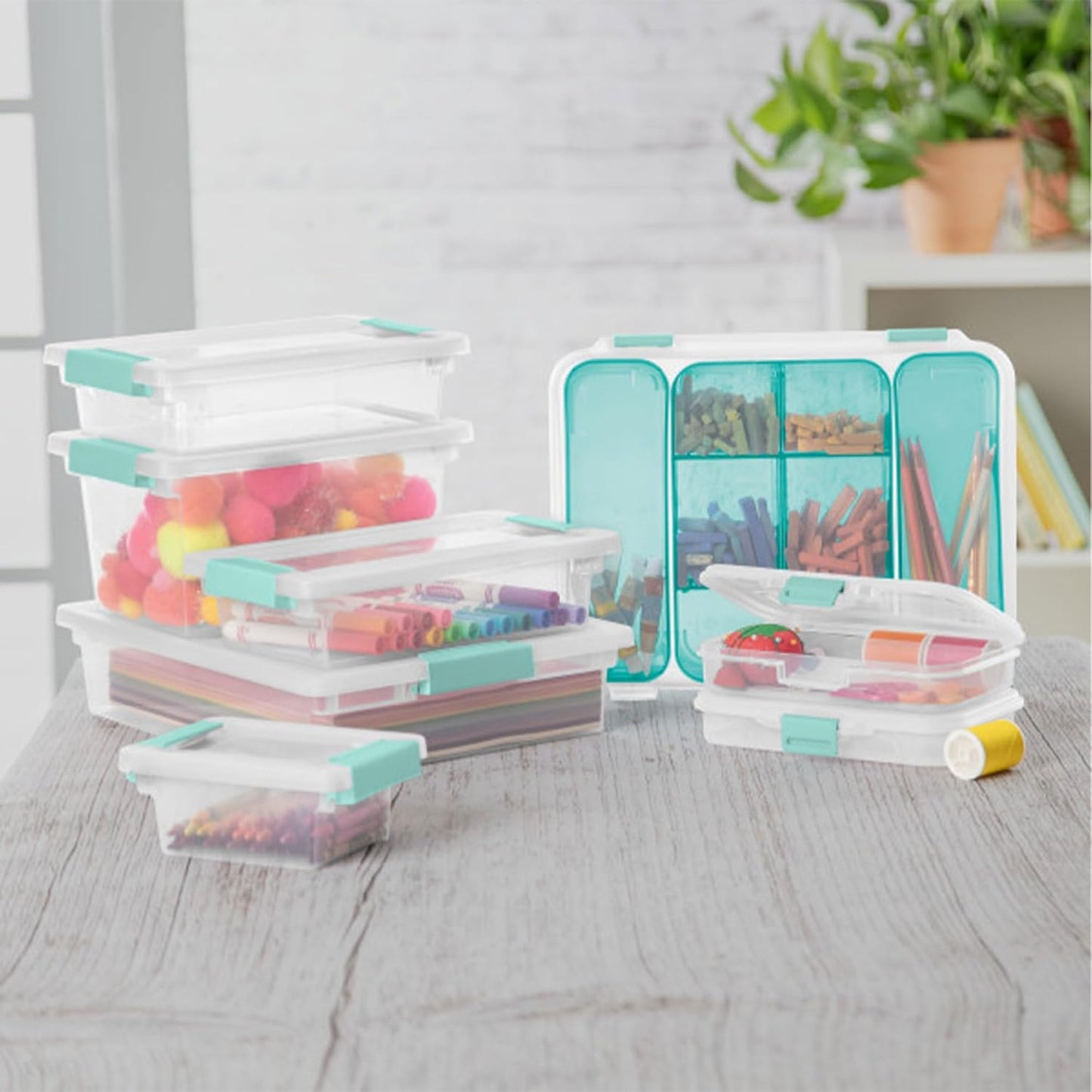 Sterilite Medium Clip Box - Stackable Storage Bin with Latching Lid for Organizing Home & Office | Clear