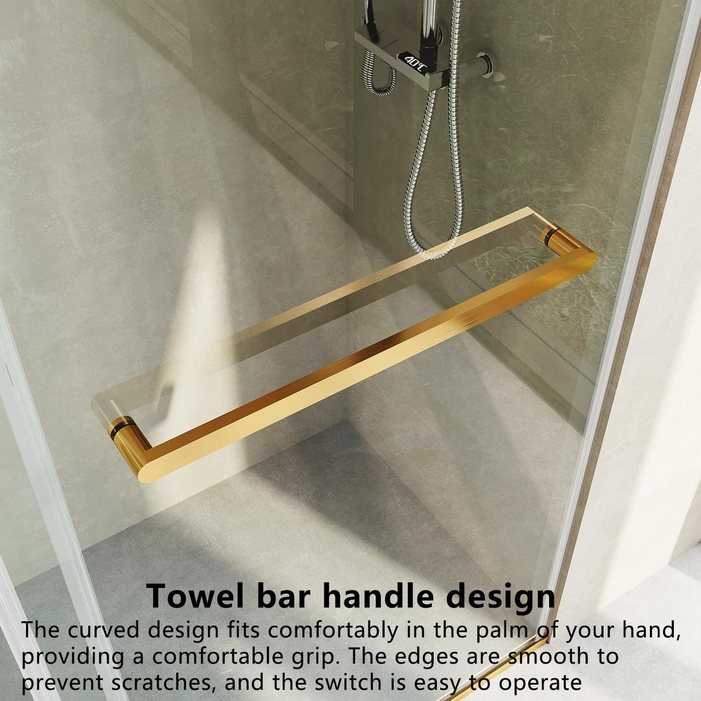 CRISSENSSI Frameless Soft Close Shower Door, 56"-60 "W, 76 "H, 3/8" (10mm) Clear Tempered Glass, Double Sliding Doors, Brushed Gold Finish.
