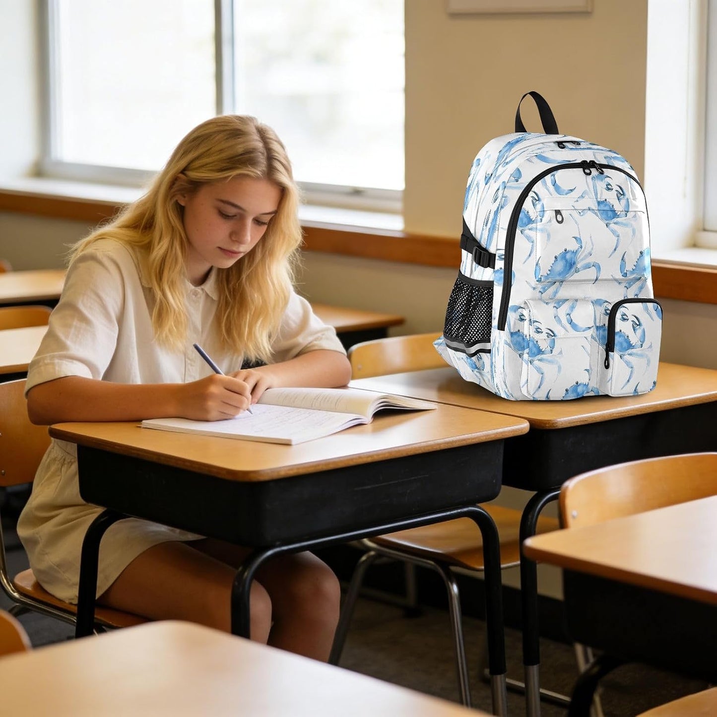 Bolaz Backpack 14 Inch Watercolor Crabs Travel Laptop Computer Bag Sturdy School Bag College Bookbag