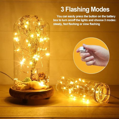 MUMUXI Fairy Lights - 20 Pack 7.2ft Battery Operated Mini LED Twinkle Lights | Waterproof Copper Wire Warm White