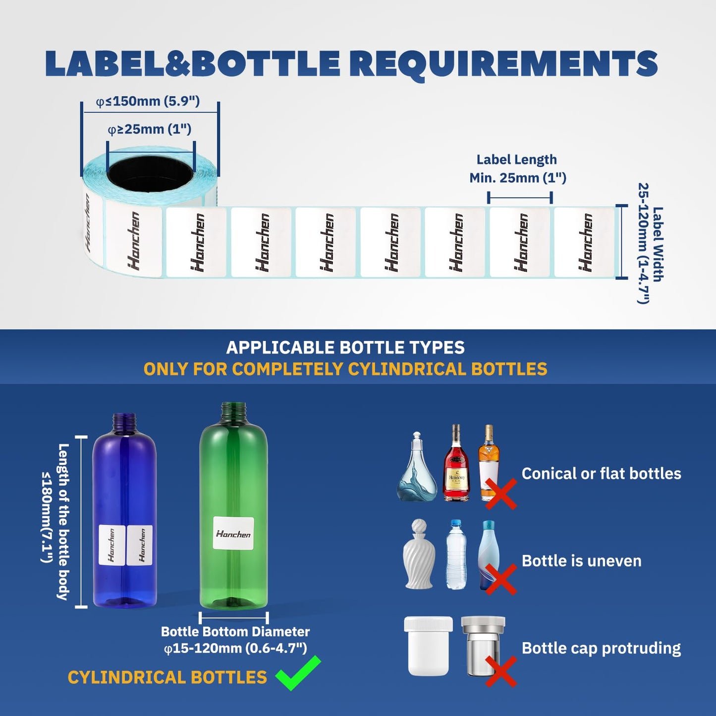 Hanchen Manual Round Bottle Labeling Machine with Comfort Press Handle for Precision & Speed, Adjustable Bottle Labeler Label Applicator Machine for Vial Light Small Bottles Effortless Labeling