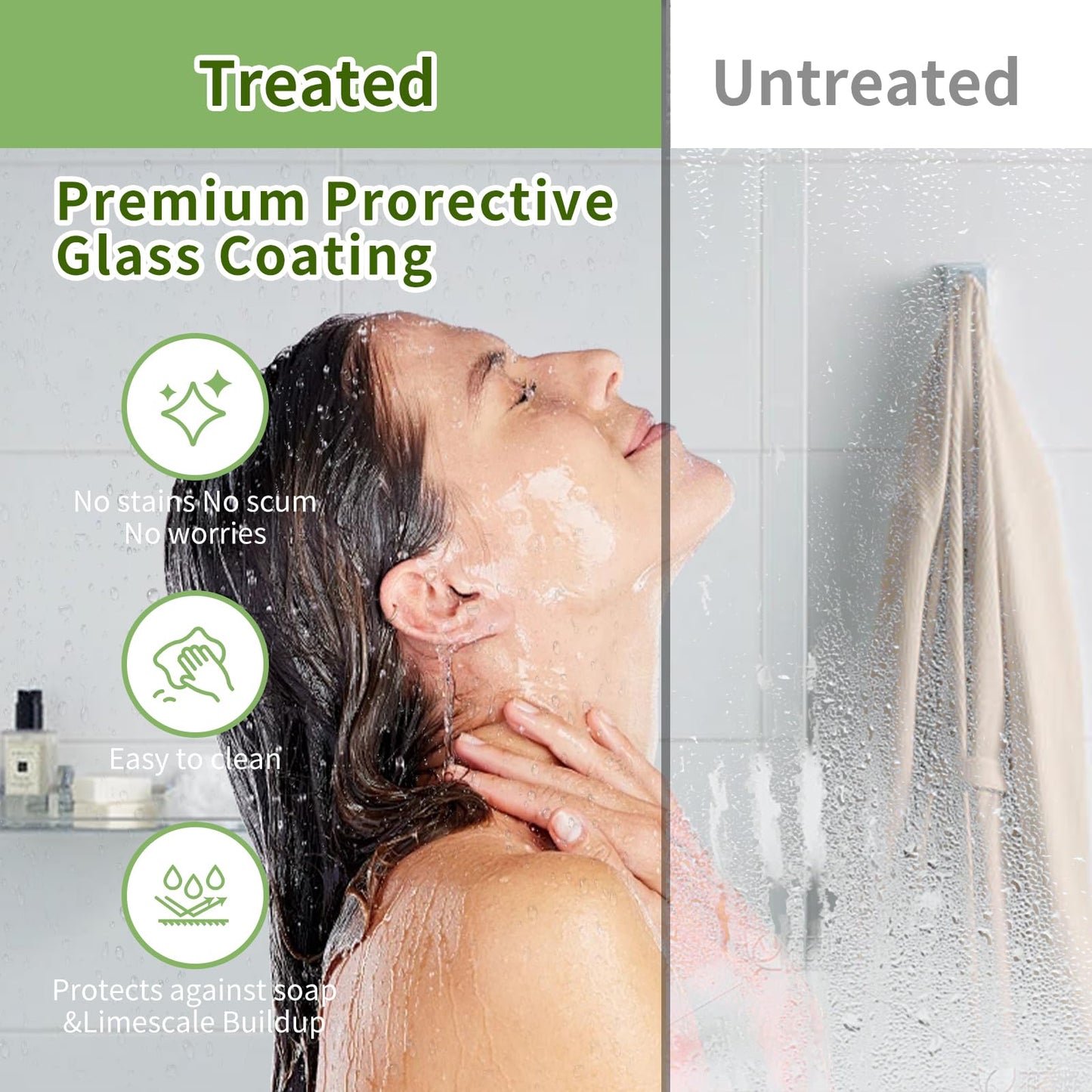 ACE DECOR 44-48" W x 70" H Semi-Frameless Shower Door, Double Sliding Shower Door with 1/4" (6mm) Clear SGCC Tempered Glass, Chrome Finish Shower Doors, Reversible Installation