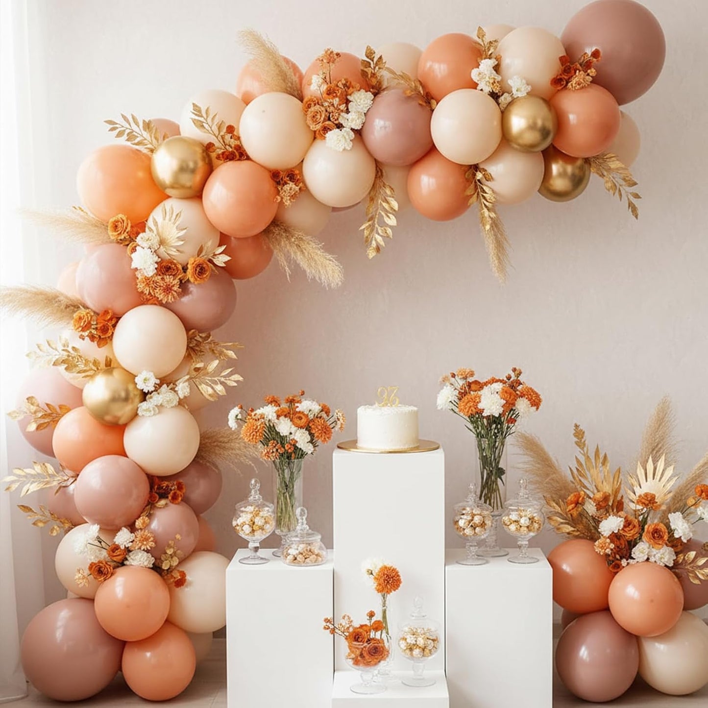 RUBFAC Peach Balloons - 129-Piece Latex Balloon Garland Kit | Light Orange & Blush Pink for Weddings, Showers & Birthdays
