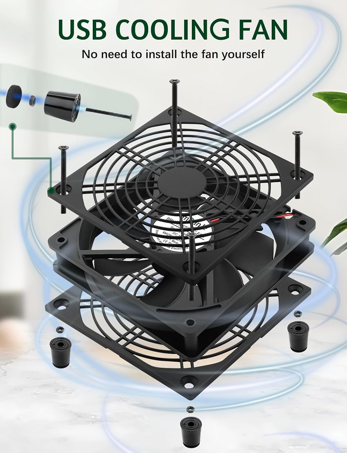120mm 5v 3 5G USB Computer Cooling Fan Speed Controller Quiet Cooling for Router Xbox PlayStation Receiver DVR T-Mobile