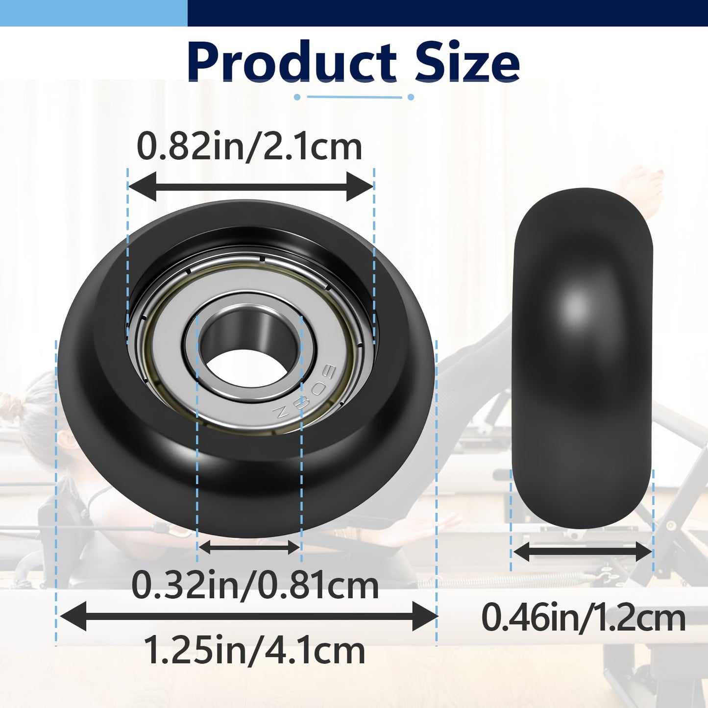 8 Pcs Roller Wheels Replacement Compatible with Aero Pilates Reformer, Smooth and Quiet Glide Wheels Compatible with Aero Pilates Reformer (Black)