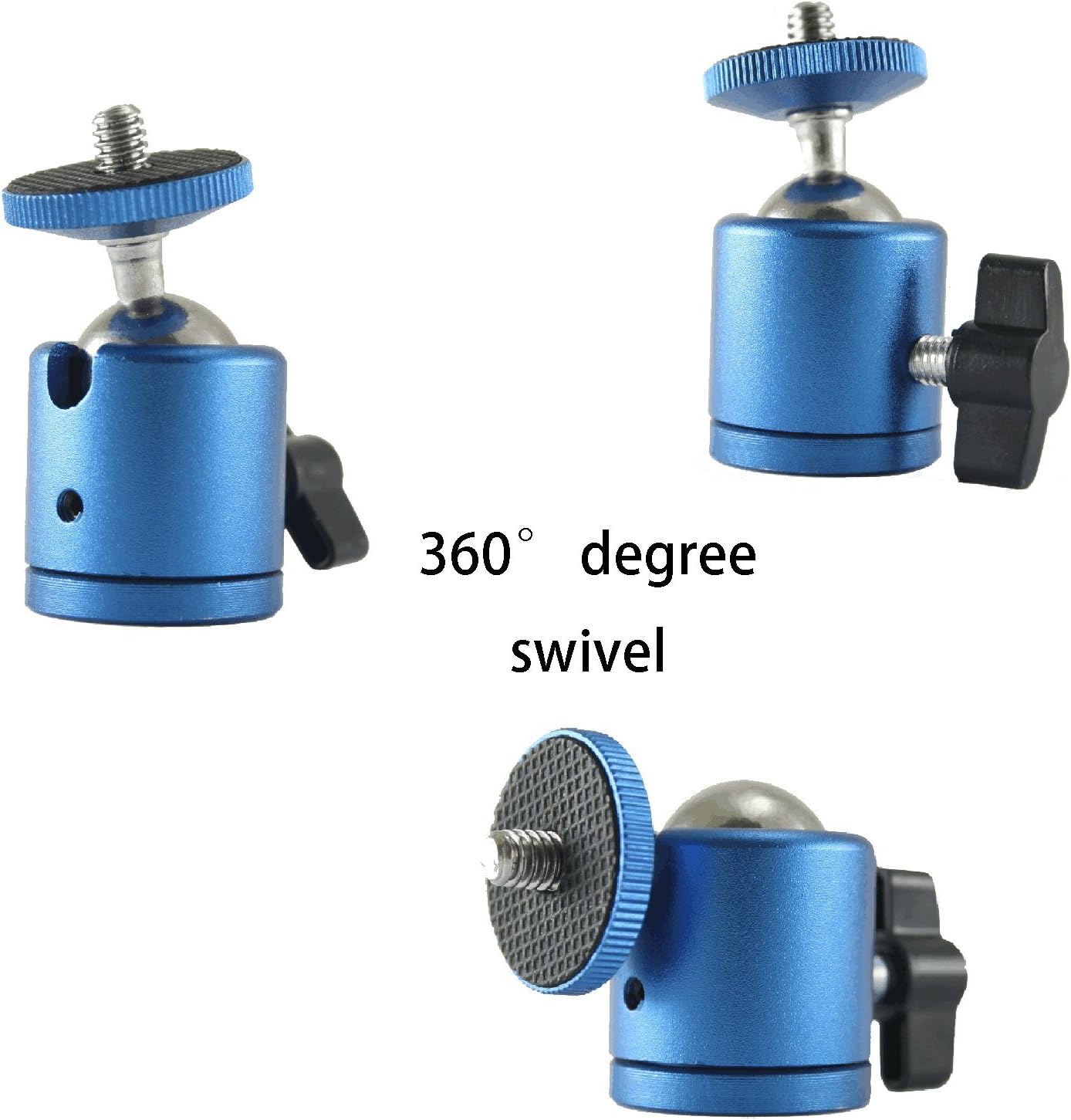 EXMAX 1/4" 360 4.4lbs Mini Ball Head Aluminum Alloy Tripod Ball Head with Screw Thread Base Mount Degree Rotatable