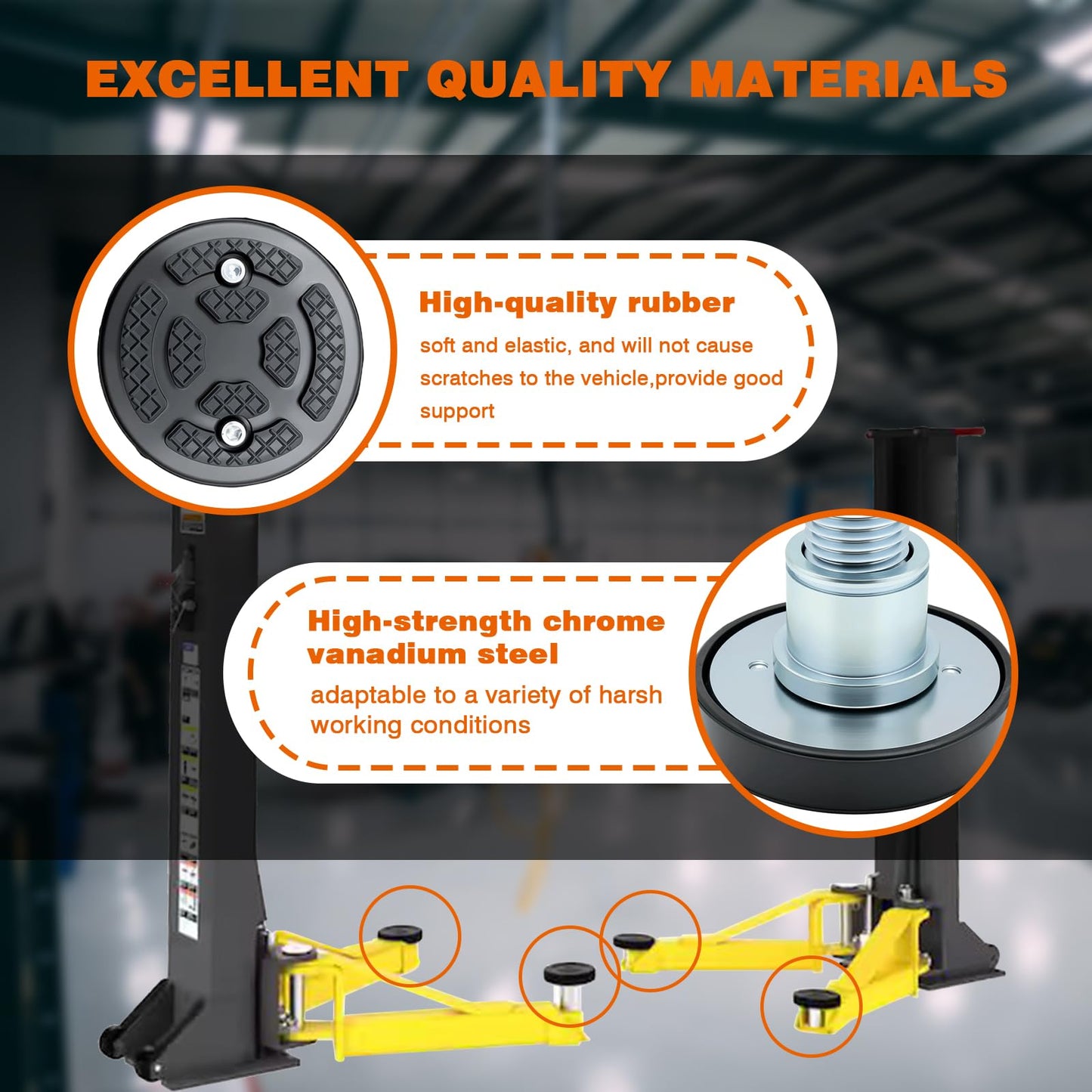 atsuch 50mm 4pcs Shaft Screw Up Car Lift Feet Pads Compatible with Bendpak Maxjax 2 Post Lift w/Rubber Bracket, 4-9 cm Heightened Car Lifts Bridge Jack Car Heightening Feet Tray (50mm 4pcs)