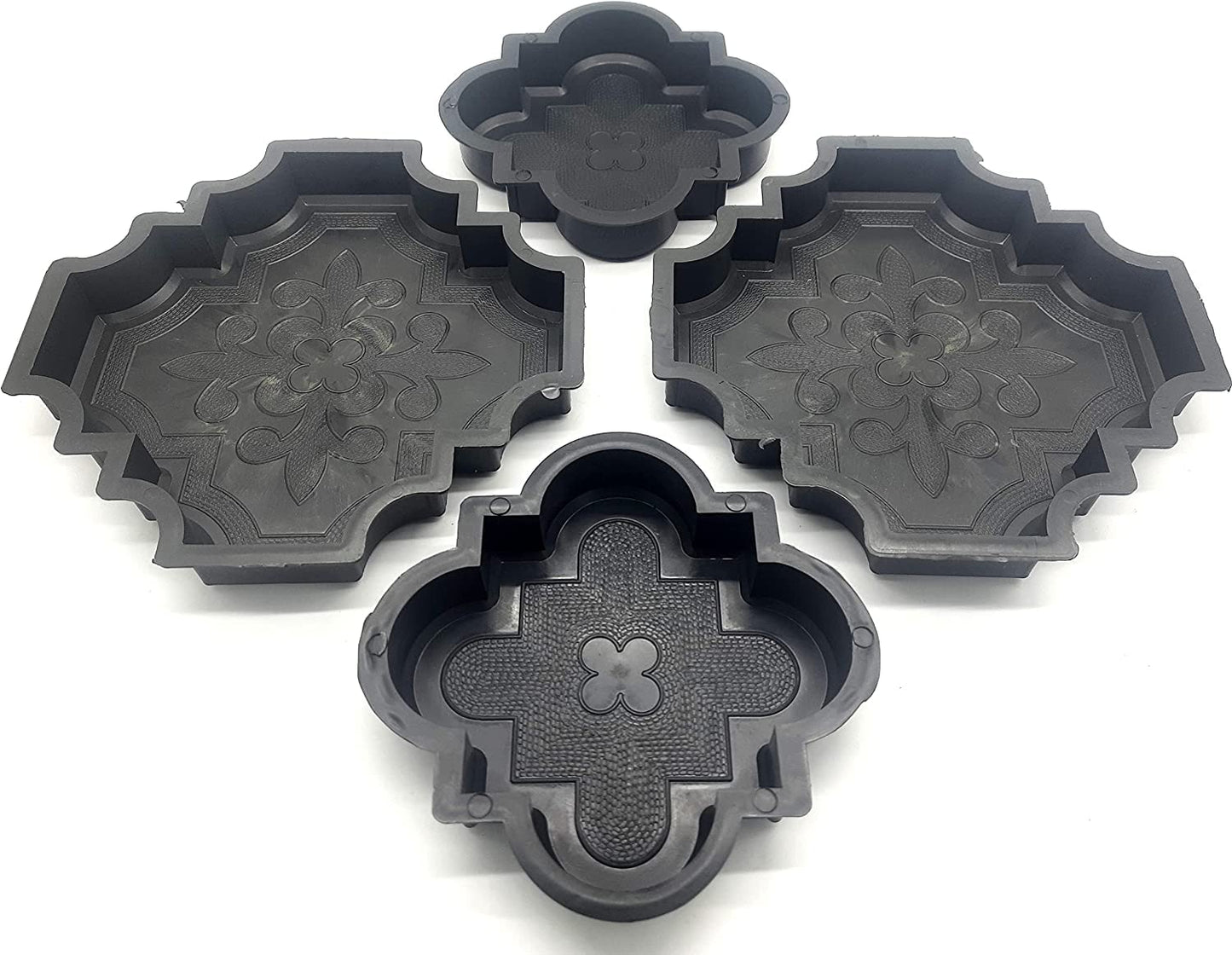 4 pcs Beautiful Plastic Form Big Pathmaker Concrete Molds & 6 pcs Flagstone Molds ABS 2mm Cement Mold - Paving DIY Stepping Stone Mold