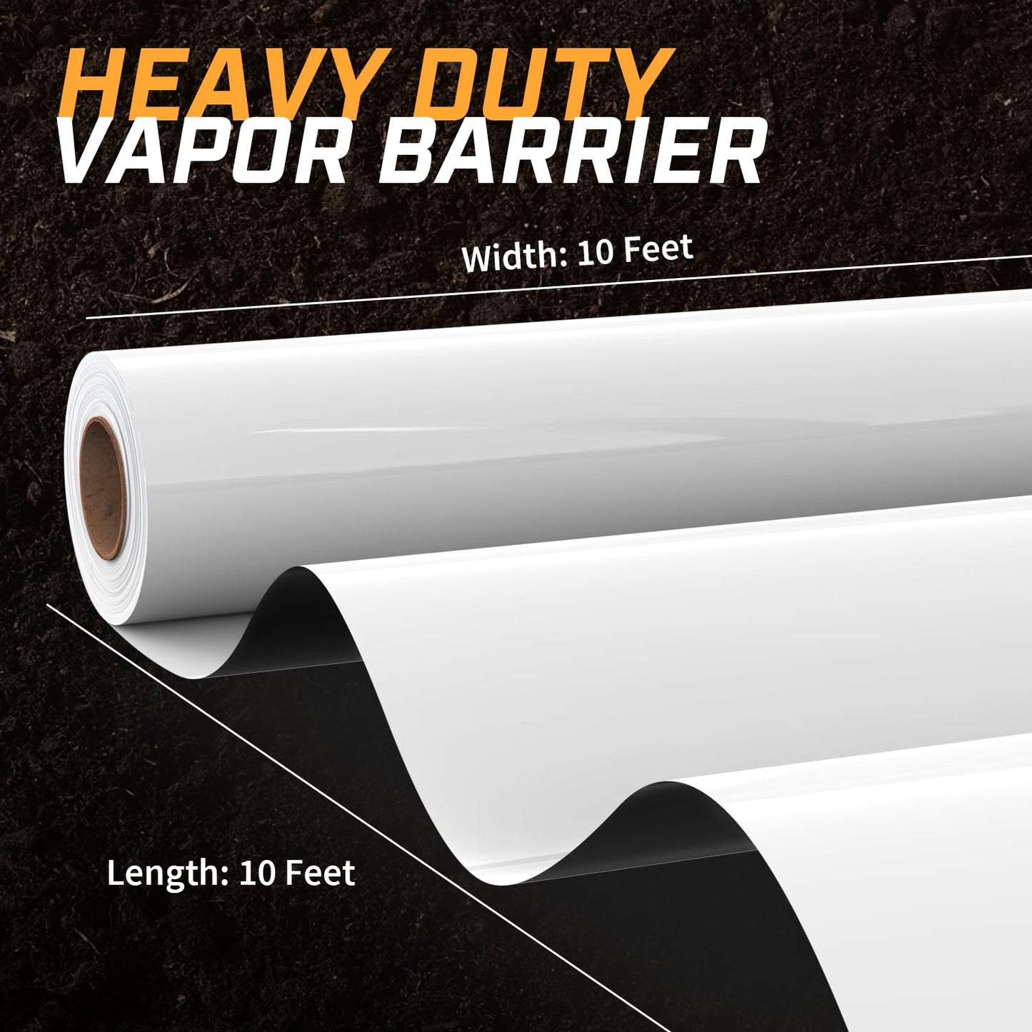 Crawl Space Vapor Barrier, 10 Mil Vapor Barriers, 10' x 100', Drop Cloth Vapor Barrier Covering for Crawl Space Encapsulation, Heavy Duty Polyethylene Plastic Sheeting, Black and White Panda Film
