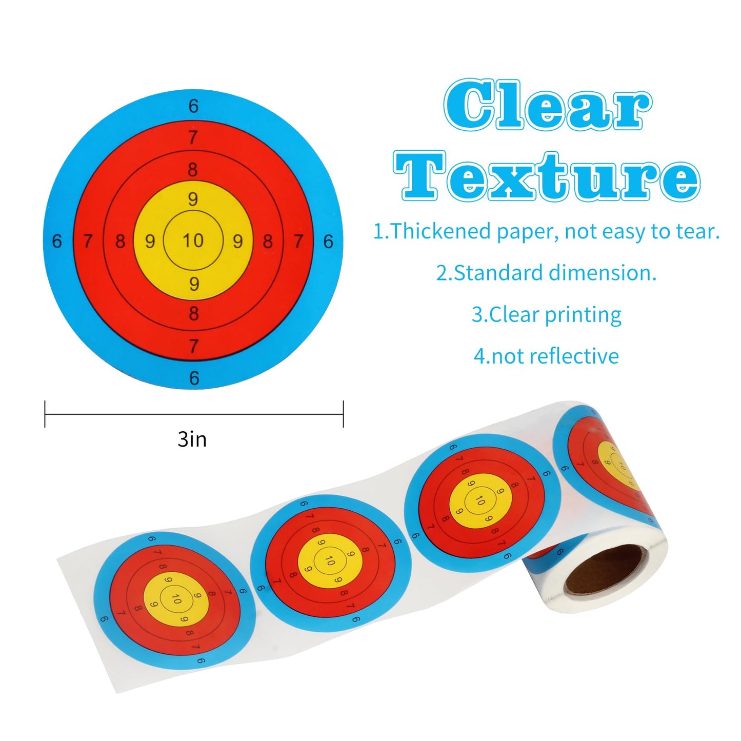 SPG 3 Inch Archery Target Stickers - Self-Adhesive Shooting Target Paper Portable Target for Shooting Range Indoor Outdoor Archery Shooting Practice