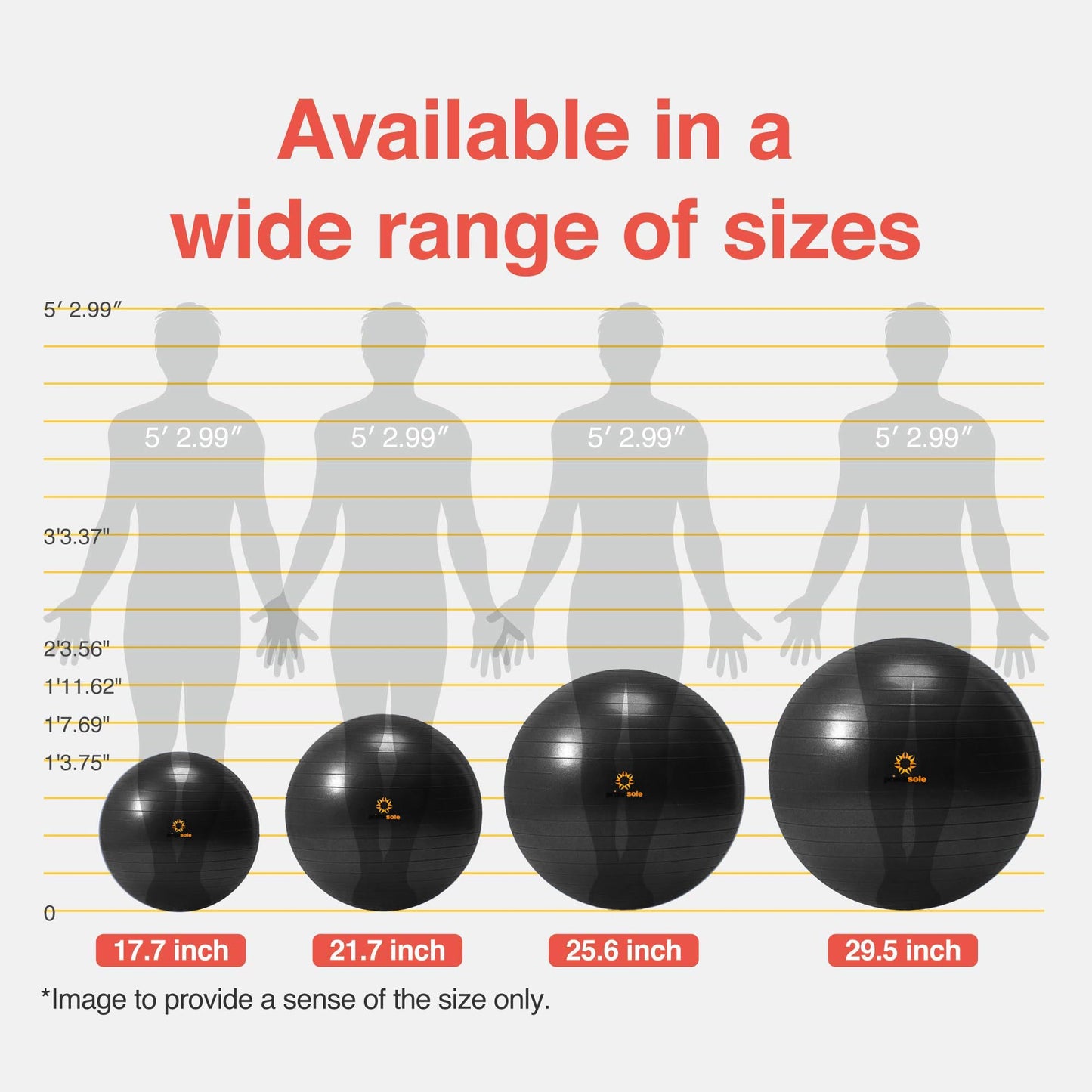 Primasole Stability Ball 55cm(21.7inch- 65cm(25.6inch) Diameter Thickened Yoga for Pregnancy & Exercise - Fitness Ball for Pilates, Office Chair and Birth Support.
