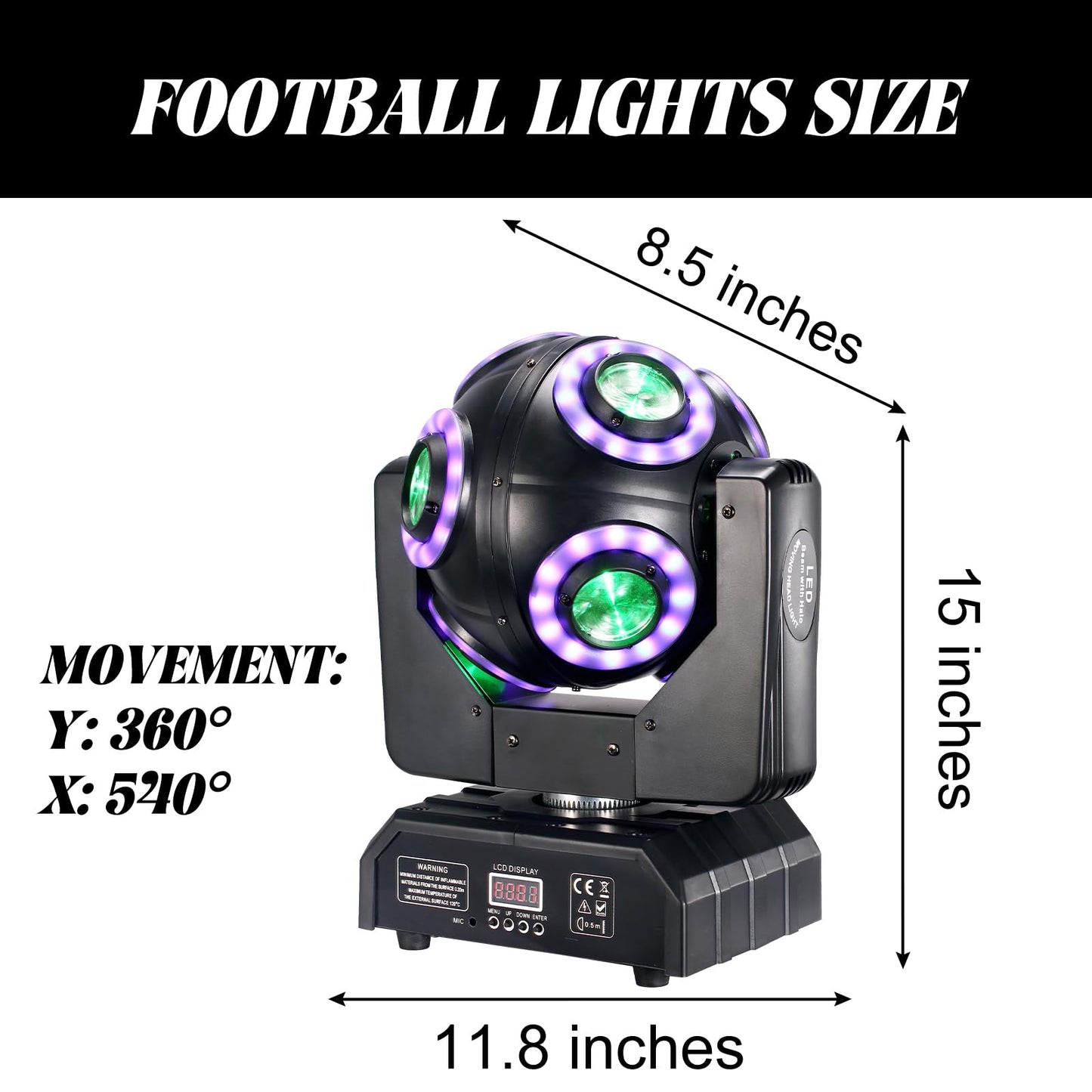 DJXFLI Moving Head Stage Light with Halo Beam 8x15W LED Stage Lights RGBW 4in1 DJ Lights 360°Moving Head DMX Sound Activated for Club Wedding Show