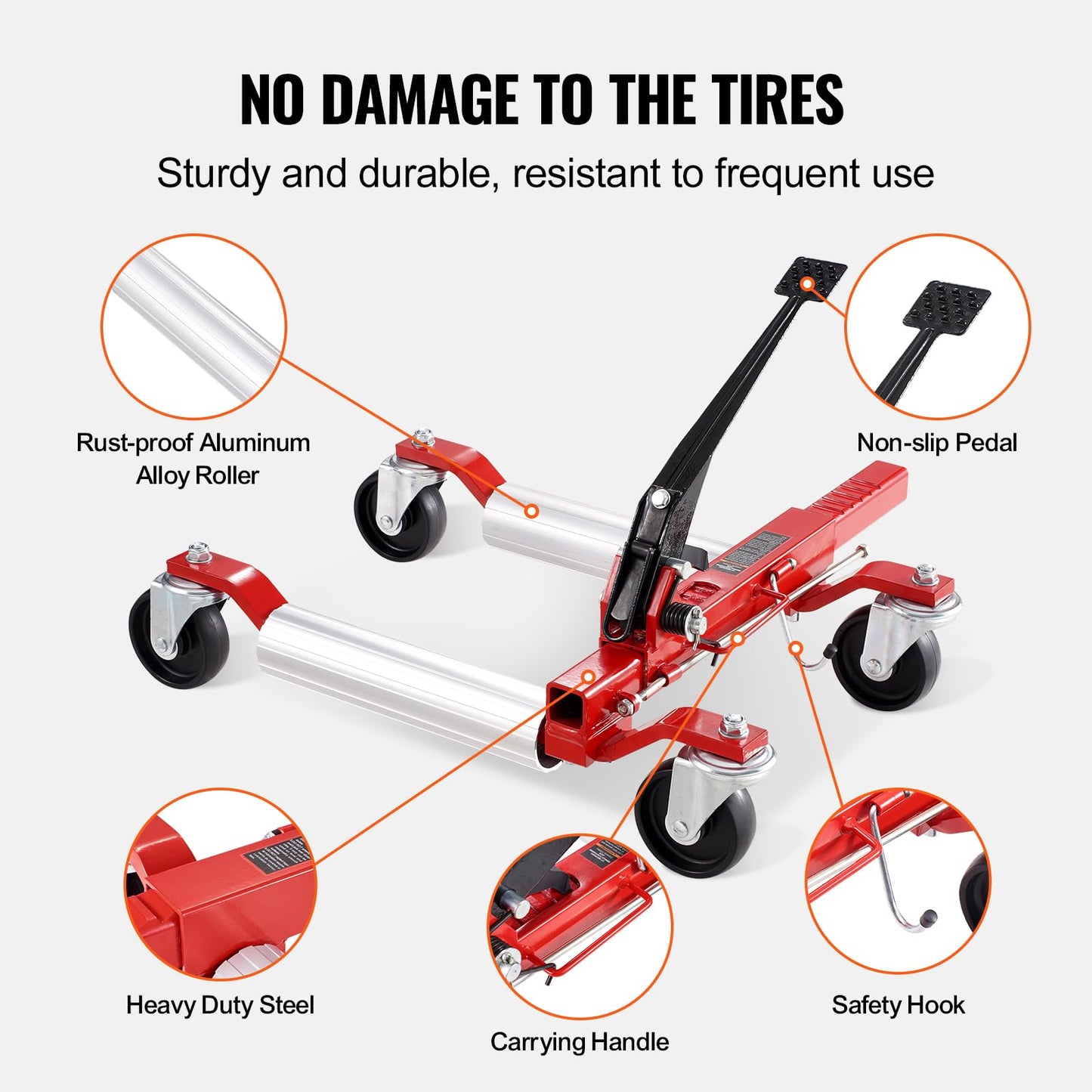 VEVOR Wheel Dolly, Max Capacity 1500 Lbs Car Dolly, Car Jack Dolly Lifter with Wheels, Heavy Duty Vehicle Positioning Ratchet Tire Jack, for Vehicle Car Auto Repair Moving