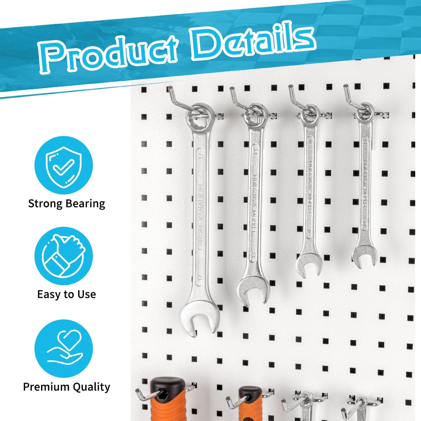 IANFAN 100 Pack 6 Inch Pegboard Hooks, Metal Shelving Hooks Organizer, L-Shape Design, Rust Resistant, for Garage Tools Storage