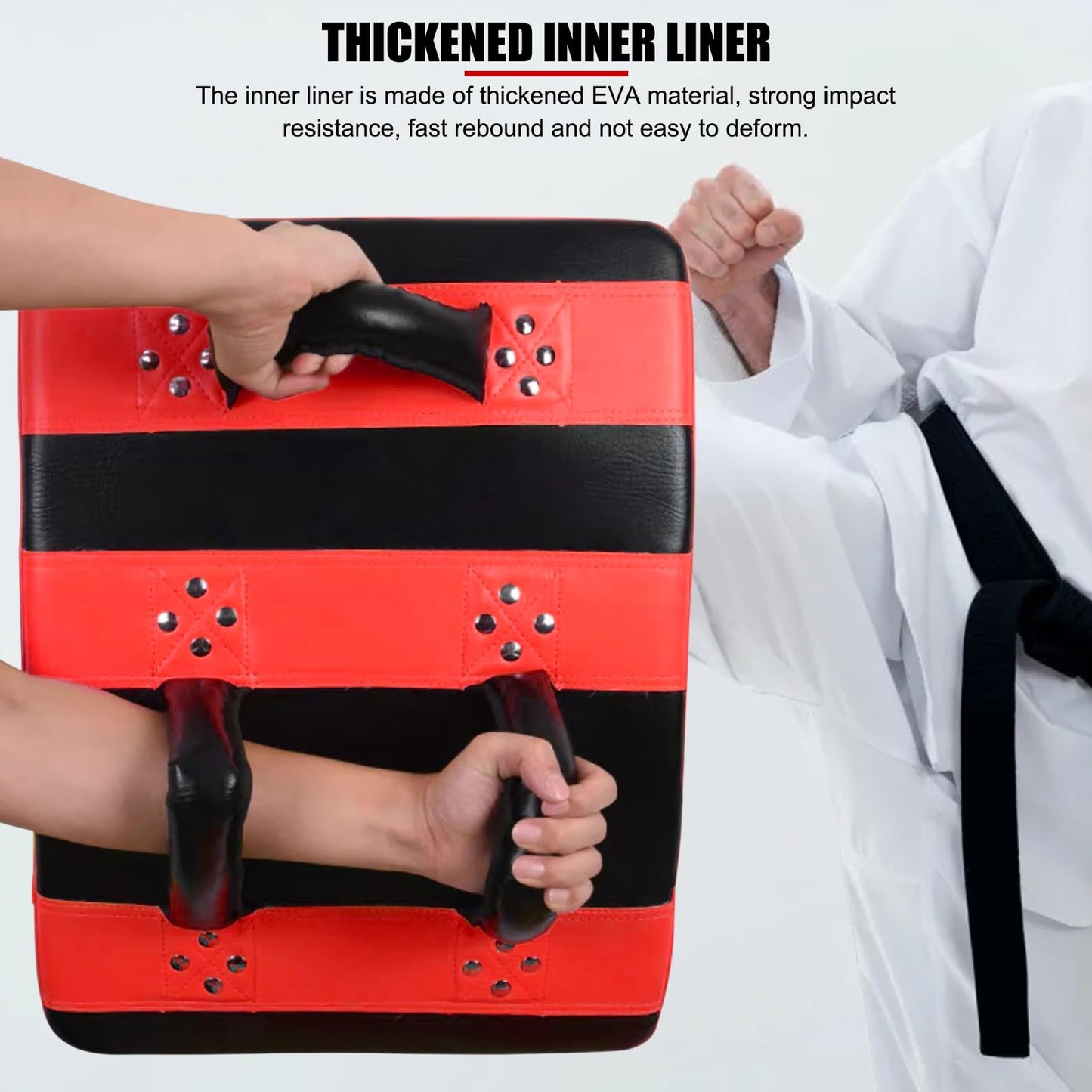 Taekwondo Kick Pad EVA Muay Thai Pads MMA Karate Kick Target Boxing Strike Equipment Curved Arm Pad Focus Shield 21.7 x 15.7 in (Black-Red)