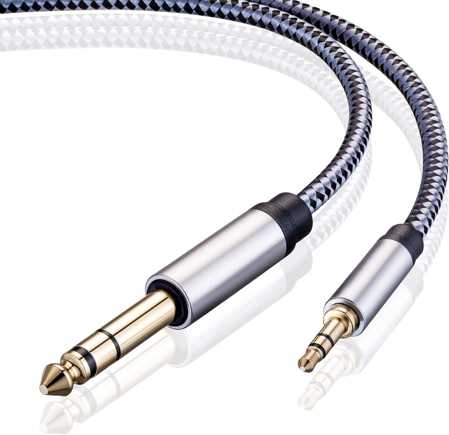 Tiierzon 1/8 1/4 25Ft, 6.35mm 1/4" 3.5mm 1/8" Amplifiers(25Ft) to Stereo Cable Male to Male TRS Bidirectional Stereo