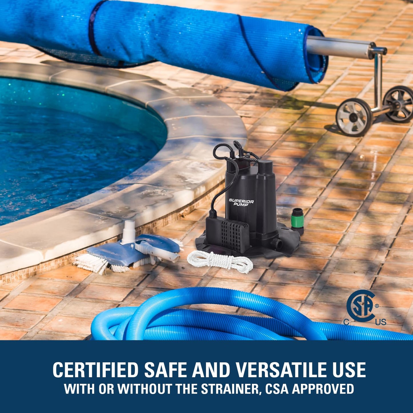 Superior Pump 92392 1/4 HP Automatic Pool Cover Pump, Capacity of up to 1380 GPH