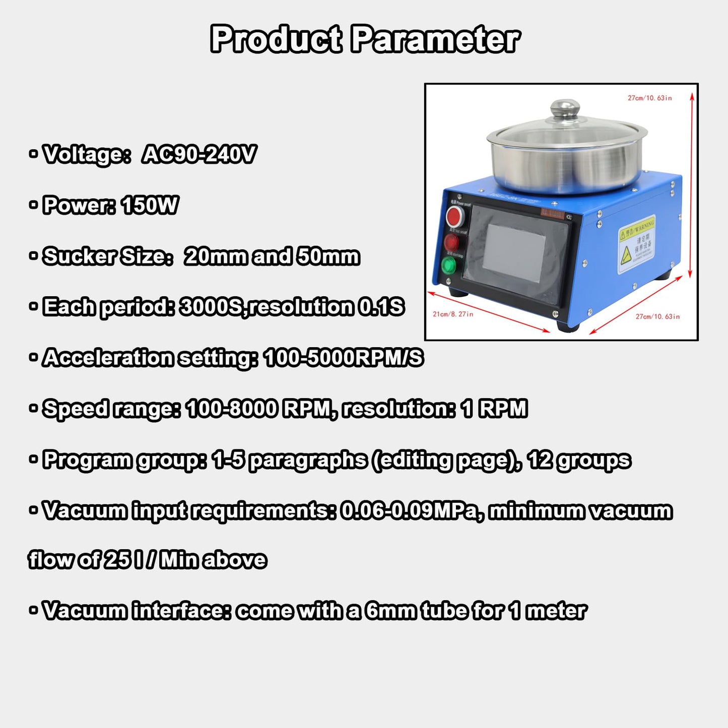 INTBUYING Laboratory Super Spin Coater, 150W 16EZ-8K Spin Processor Including Oil-Free Vacuum Pump, 25mm/50mm Vacuum Spin Chuck 110V, High-Speed Programmable Film Coating System for Lab & Industry
