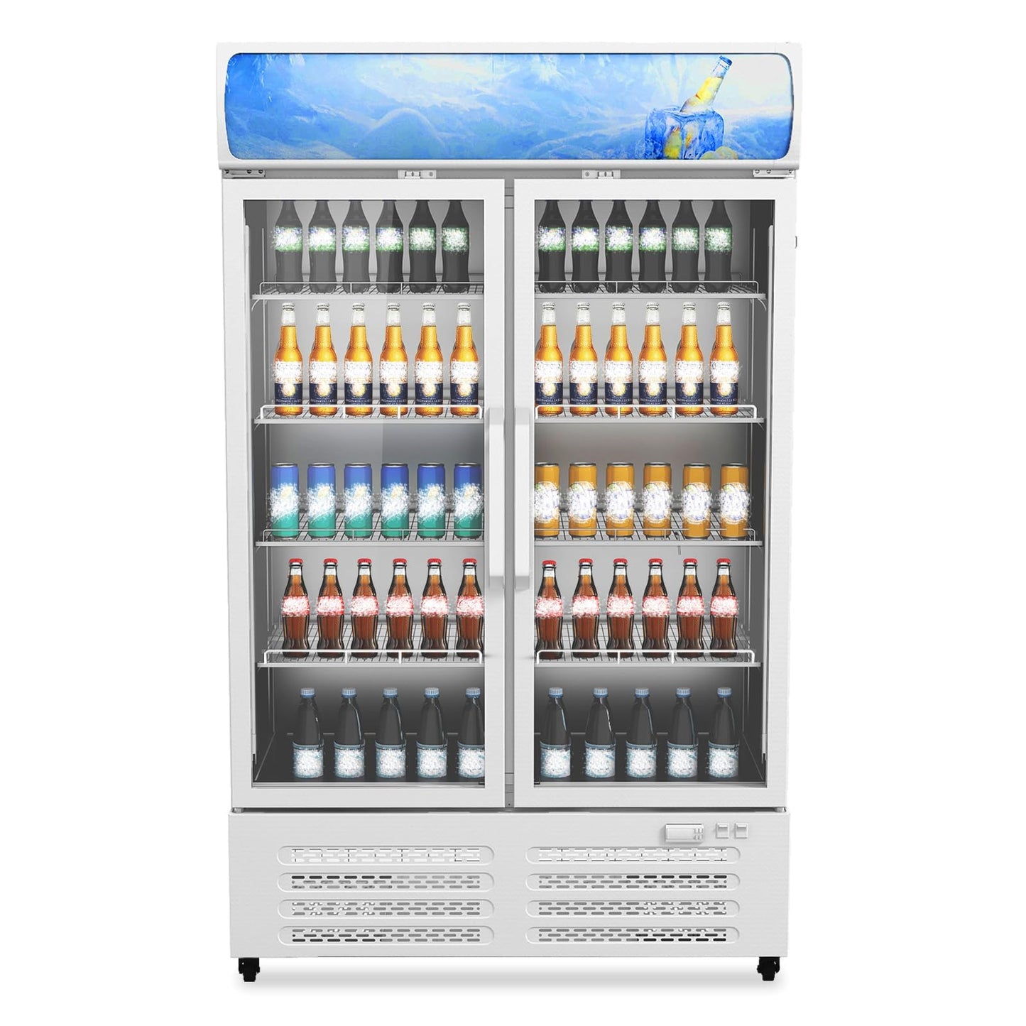 GarveeLife 26 Cu.Ft Commercial Display Refrigerator with Glass Door, LED Lighting, 8 Adjustable Shelves, Beverage Cooler Merchandiser Fridge for Restaurant Bar Cafe Convenience Store, Upright Cooler