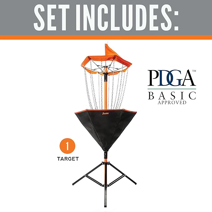 Franklin Sports Disc Golf Baskets - Portable Disc Golf Target with Chains Included - Disc Golf Basket Stand Equipment for Hole + Course Creation